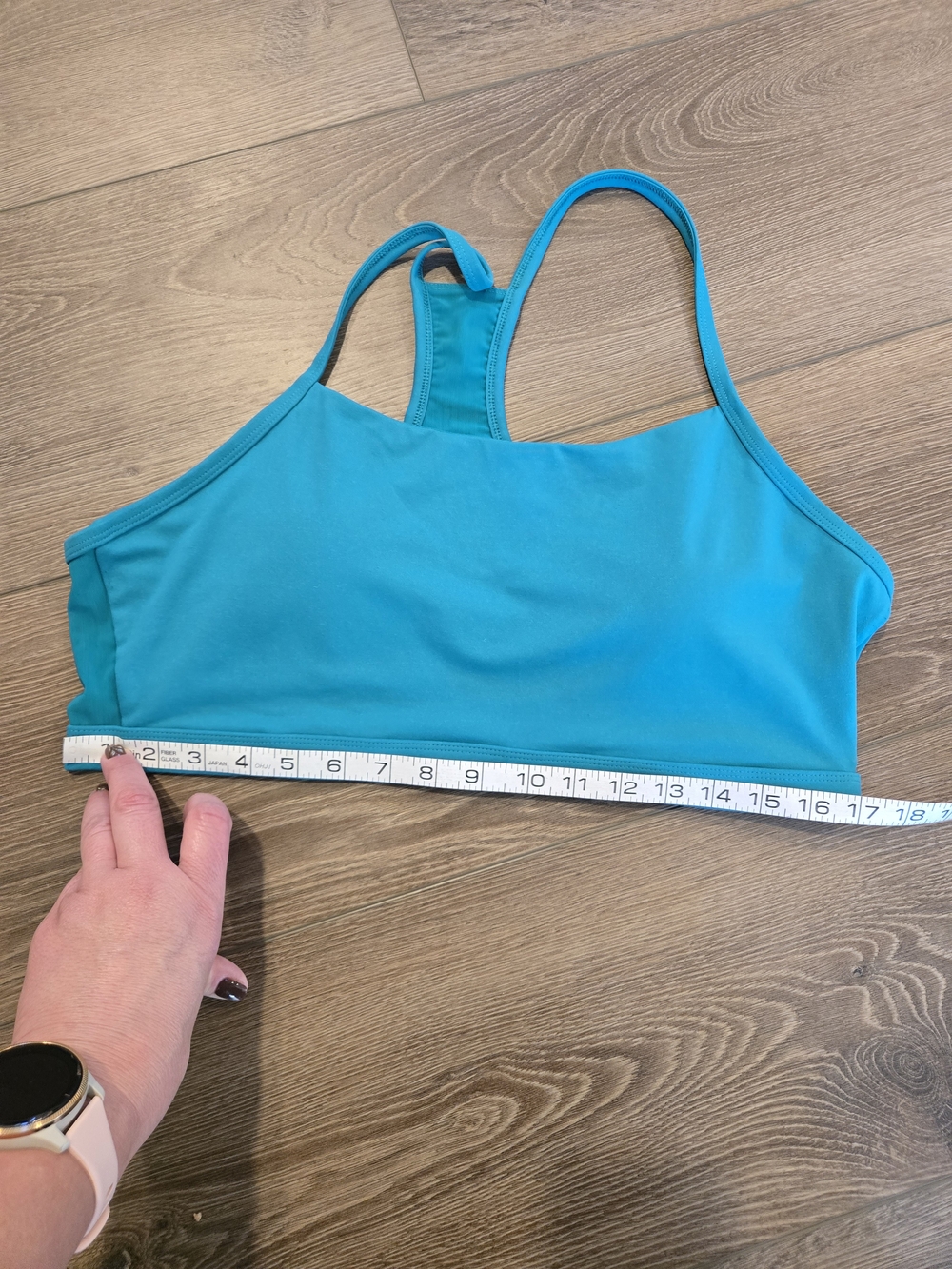 Fabletics Bright Turquoise Racerback Sports Bra - Picture 3 of 3